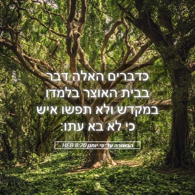 Picture 05 - הבשורה על־פי יוחנן 8:20 HEB - כדברים האלה דבר בבית האוצר - Bible Verse Picture