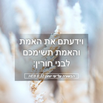 Picture 05 - הבשורה על־פי יוחנן 8:32 HEB - וידעתם את האמת והאמת - Bible Verse Picture