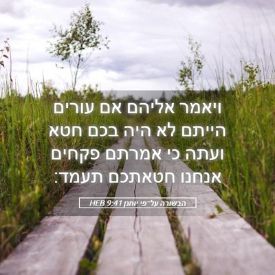 Picture 05 - הבשורה על־פי יוחנן 9:41 HEB - ויאמר אליהם אם עורים הייתם - Bible Verse Picture