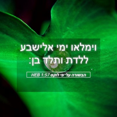 Picture 05 - הבשורה על־פי לוקס 1:57 HEB - וימלאו ימי אלישבע ללדת - Bible Verse Picture