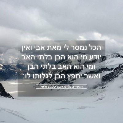 Picture 05 - הבשורה על־פי לוקס 10:22 HEB - הכל נמסר לי מאת אבי ואין - Bible Verse Picture
