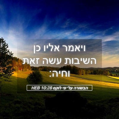 Picture 05 - הבשורה על־פי לוקס 10:28 HEB - ויאמר אליו כן השיבות עשה - Bible Verse Picture