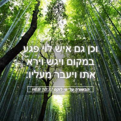 Picture 05 - הבשורה על־פי לוקס 10:32 HEB - וכן גם איש לוי פגע במקום - Bible Verse Picture