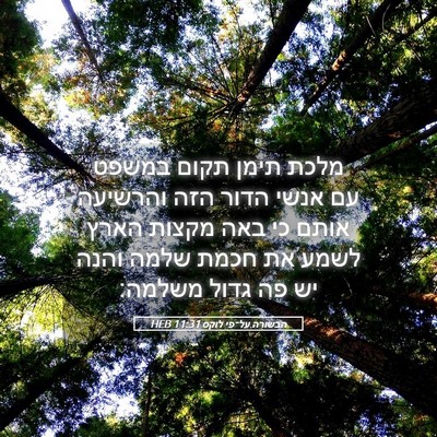 Picture 05 - הבשורה על־פי לוקס 11:31 HEB - מלכת תימן תקום במשפט עם - Bible Verse Picture