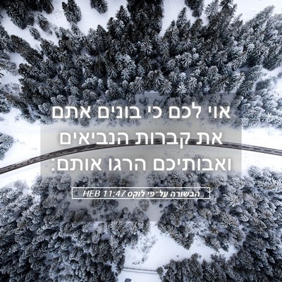Picture 05 - הבשורה על־פי לוקס 11:47 HEB - אוי לכם כי בונים אתם את - Bible Verse Picture