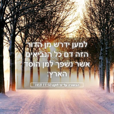 Picture 05 - הבשורה על־פי לוקס 11:50 HEB - למען ידרש מן הדור הזה דם כל - Bible Verse Picture