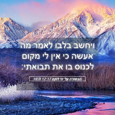 Picture 05 - הבשורה על־פי לוקס 12:17 HEB - ויחשב בלבו לאמר מה אעשה כי - Bible Verse Picture