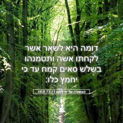 Picture 05 - הבשורה על־פי לוקס 13:21 HEB - דומה היא לשאר אשר לקחתו אשה - Bible Verse Picture