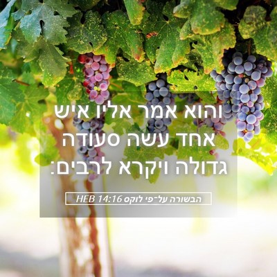 Picture 05 - הבשורה על־פי לוקס 14:16 HEB - והוא אמר אליו איש אחד עשה - Bible Verse Picture