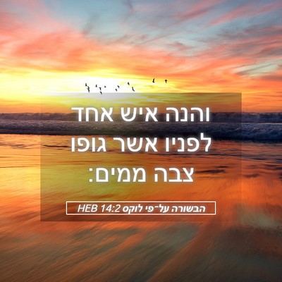 Picture 05 - הבשורה על־פי לוקס 14:2 HEB - והנה איש אחד לפניו אשר גופו - Bible Verse Picture