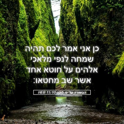 Picture 05 - הבשורה על־פי לוקס 15:10 HEB - כן אני אמר לכם תהיה שמחה - Bible Verse Picture