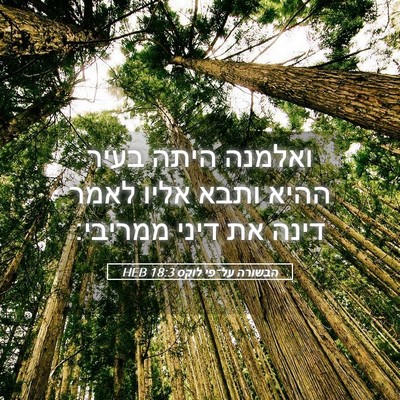 Picture 05 - הבשורה על־פי לוקס 18:3 HEB - ואלמנה היתה בעיר ההיא ותבא - Bible Verse Picture