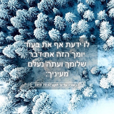 Picture 05 - הבשורה על־פי לוקס 19:42 HEB - לו ידעת אף את בעוד יומך הזה - Bible Verse Picture