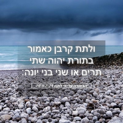Picture 05 - הבשורה על־פי לוקס 2:24 HEB - ולתת קרבן כאמור בתורת יהוה - Bible Verse Picture