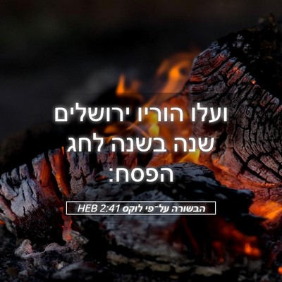Picture 05 - הבשורה על־פי לוקס 2:41 HEB - ועלו הוריו ירושלים שנה - Bible Verse Picture