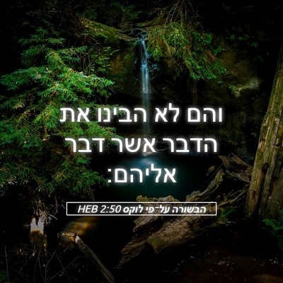 Picture 05 - הבשורה על־פי לוקס 2:50 HEB - והם לא הבינו את הדבר אשר - Bible Verse Picture