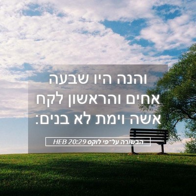 Picture 05 - הבשורה על־פי לוקס 20:29 HEB - והנה היו שבעה אחים והראשון - Bible Verse Picture