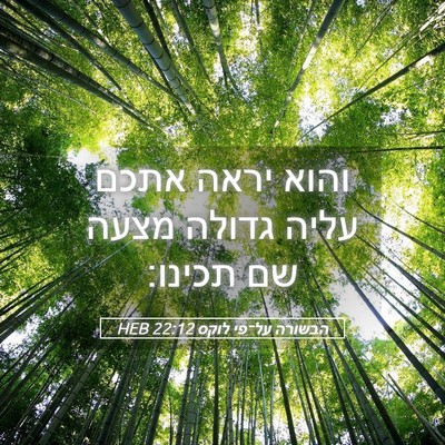 Picture 05 - הבשורה על־פי לוקס 22:12 HEB - והוא יראה אתכם עליה גדולה - Bible Verse Picture