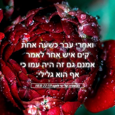 Picture 05 - הבשורה על־פי לוקס 22:59 HEB - ואחרי עבר כשעה אחת קים איש - Bible Verse Picture