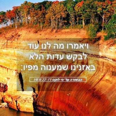 Picture 05 - הבשורה על־פי לוקס 22:71 HEB - ויאמרו מה לנו עוד לבקש עדות - Bible Verse Picture