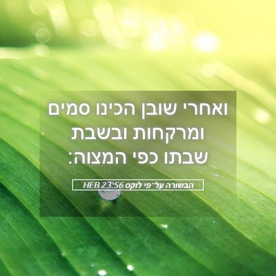 Picture 05 - הבשורה על־פי לוקס 23:56 HEB - ואחרי שובן הכינו סמים - Bible Verse Picture