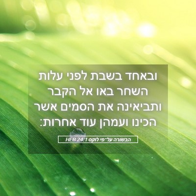 Picture 05 - הבשורה על־פי לוקס 24:1 HEB - ובאחד בשבת לפני עלות השחר - Bible Verse Picture