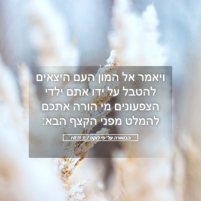 Picture 05 - הבשורה על־פי לוקס 3:7 HEB - ויאמר אל המון העם היצאים - Bible Verse Picture