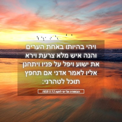 Picture 05 - הבשורה על־פי לוקס 5:12 HEB - ויהי בהיותו באחת הערים - Bible Verse Picture