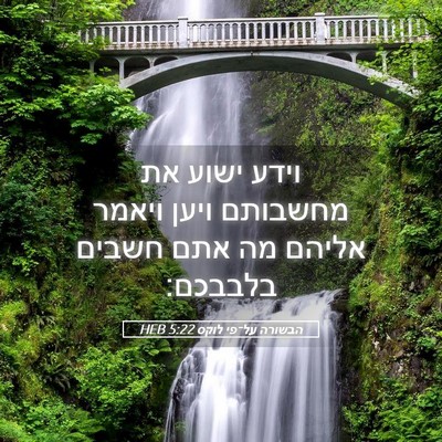 Picture 05 - הבשורה על־פי לוקס 5:22 HEB - וידע ישוע את מחשבותם ויען - Bible Verse Picture