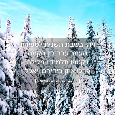 Picture 05 - הבשורה על־פי לוקס 6:1 HEB - ויהי בשבת השנית לספירת - Bible Verse Picture