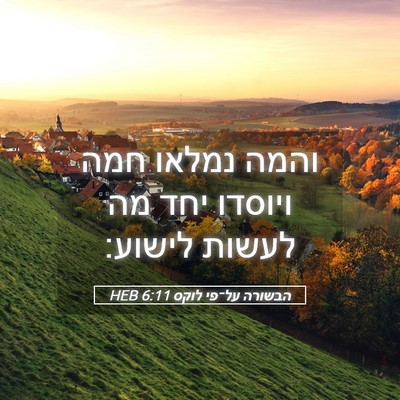 Picture 05 - הבשורה על־פי לוקס 6:11 HEB - והמה נמלאו חמה ויוסדו יחד - Bible Verse Picture