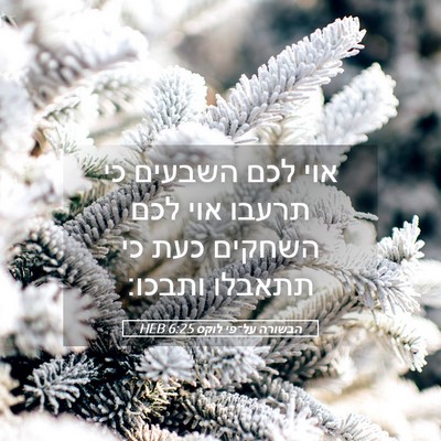 Picture 05 - הבשורה על־פי לוקס 6:25 HEB - אוי לכם השבעים כי תרעבו אוי - Bible Verse Picture