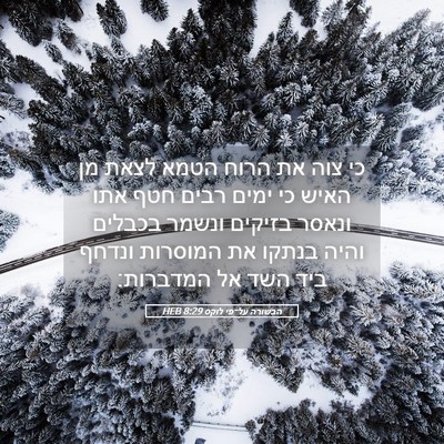 Picture 05 - הבשורה על־פי לוקס 8:29 HEB - כי צוה את הרוח הטמא לצאת מן - Bible Verse Picture