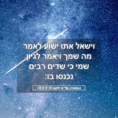 Picture 05 - הבשורה על־פי לוקס 8:30 HEB - וישאל אתו ישוע לאמר מה שמך - Bible Verse Picture