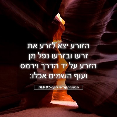 Picture 05 - הבשורה על־פי לוקס 8:5 HEB - הזורע יצא לזרע את זרעו - Bible Verse Picture