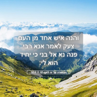Picture 05 - הבשורה על־פי לוקס 9:38 HEB - והנה איש אחד מן העם צעק - Bible Verse Picture
