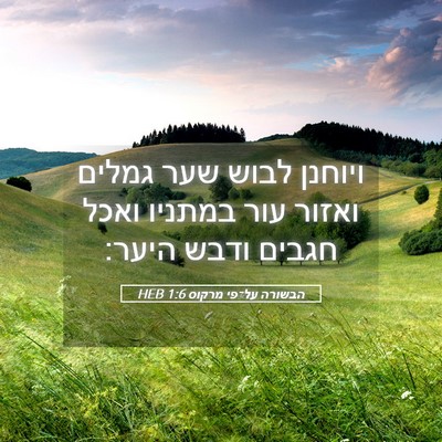 Picture 05 - הבשורה על־פי מרקוס 1:6 HEB - ויוחנן לבוש שער גמלים - Bible Verse Picture