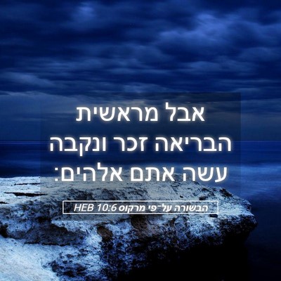 Picture 05 - הבשורה על־פי מרקוס 10:6 HEB - אבל מראשית הבריאה זכר - Bible Verse Picture