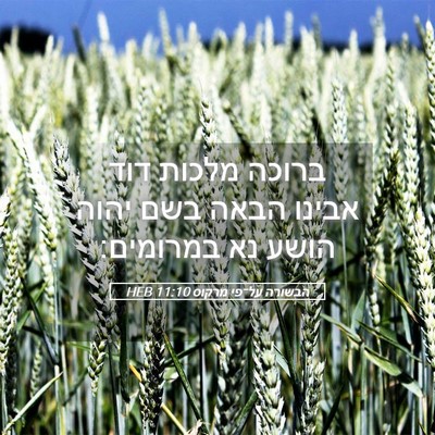 Picture 05 - הבשורה על־פי מרקוס 11:10 HEB - ברוכה מלכות דוד אבינו הבאה - Bible Verse Picture
