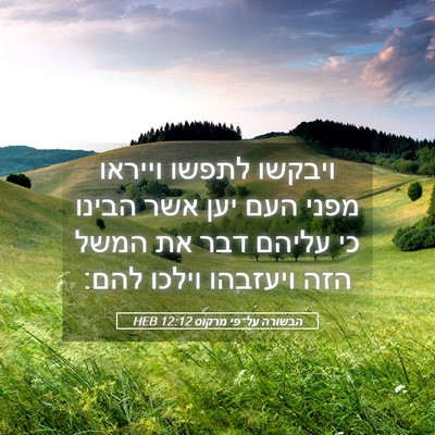 Picture 05 - הבשורה על־פי מרקוס 12:12 HEB - ויבקשו לתפשו וייראו מפני - Bible Verse Picture
