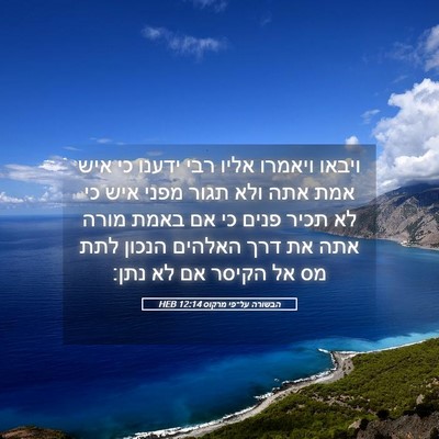 Picture 05 - הבשורה על־פי מרקוס 12:14 HEB - ויבאו ויאמרו אליו רבי - Bible Verse Picture