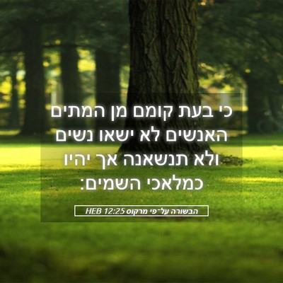 Picture 05 - הבשורה על־פי מרקוס 12:25 HEB - כי בעת קומם מן המתים האנשים - Bible Verse Picture
