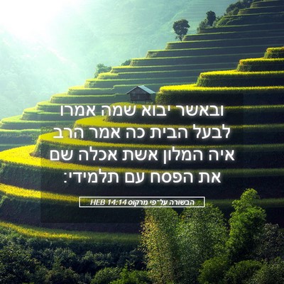 Picture 05 - הבשורה על־פי מרקוס 14:14 HEB - ובאשר יבוא שמה אמרו לבעל - Bible Verse Picture