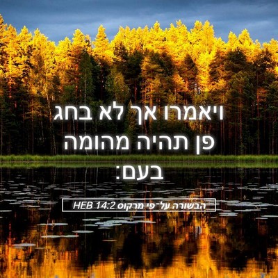 Picture 05 - הבשורה על־פי מרקוס 14:2 HEB - ויאמרו אך לא בחג פן תהיה - Bible Verse Picture