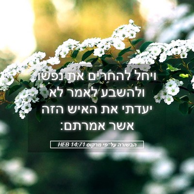 Picture 05 - הבשורה על־פי מרקוס 14:71 HEB - ויחל להחרים את נפשו ולהשבע - Bible Verse Picture