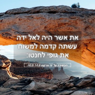 Picture 05 - הבשורה על־פי מרקוס 14:8 HEB - את אשר היה לאל ידה עשתה - Bible Verse Picture