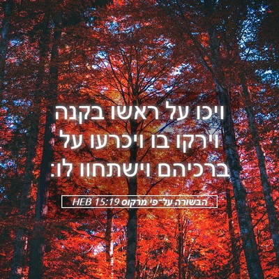 Picture 05 - הבשורה על־פי מרקוס 15:19 HEB - ויכו על ראשו בקנה וירקו בו - Bible Verse Picture