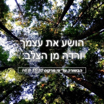 Picture 05 - הבשורה על־פי מרקוס 15:30 HEB - הושע את עצמך ורדה מן - Bible Verse Picture