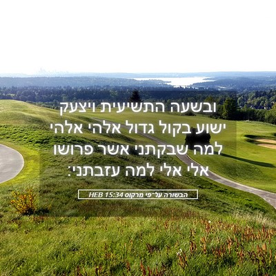 Picture 05 - הבשורה על־פי מרקוס 15:34 HEB - ובשעה התשיעית ויצעק ישוע - Bible Verse Picture