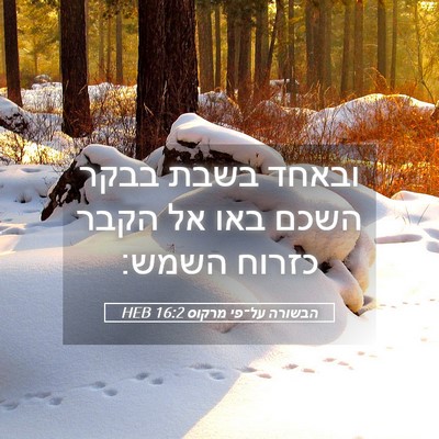 Picture 05 - הבשורה על־פי מרקוס 16:2 HEB - ובאחד בשבת בבקר השכם באו אל - Bible Verse Picture